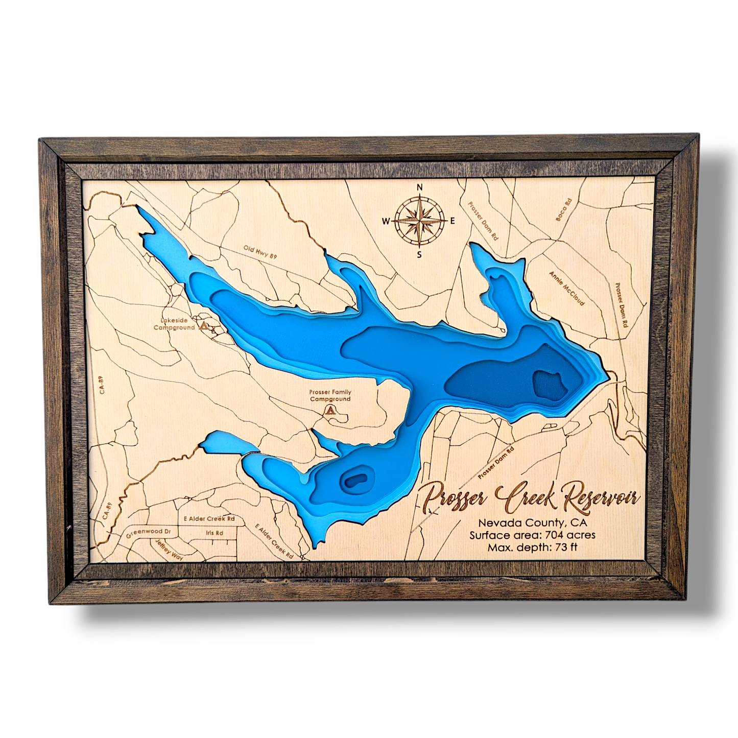 Prosser Creek Reservoir Art | Prosser Creek Reservoir Bathymetry Map | Various Sizes