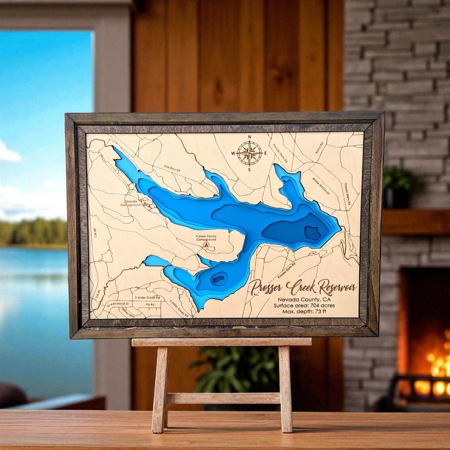 Prosser Creek Reservoir Art | Prosser Creek Reservoir Bathymetry Map | Various Sizes