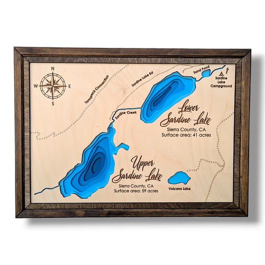 Sardine Lake Art | Sardine Lake Bathymetry Map | Various Sizes