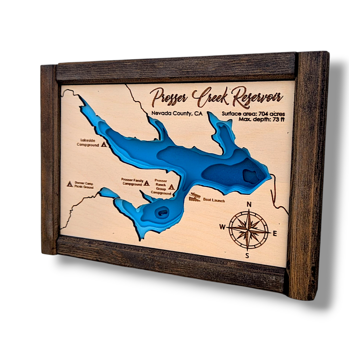 Prosser Creek Reservoir Art | Prosser Creek Reservoir Bathymetry Map | Various Sizes