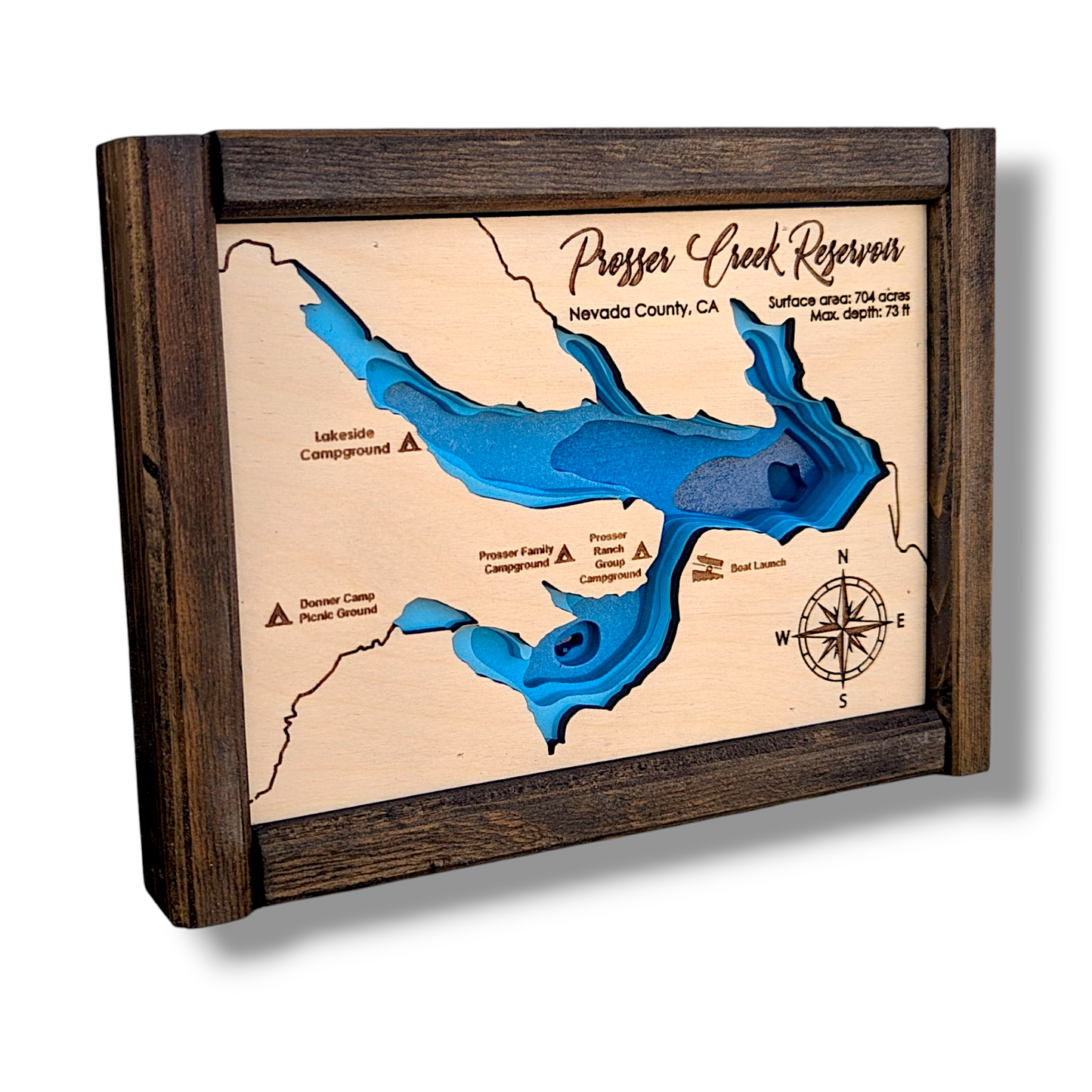 Prosser Creek Reservoir Art | Prosser Creek Reservoir Bathymetry Map | Various Sizes