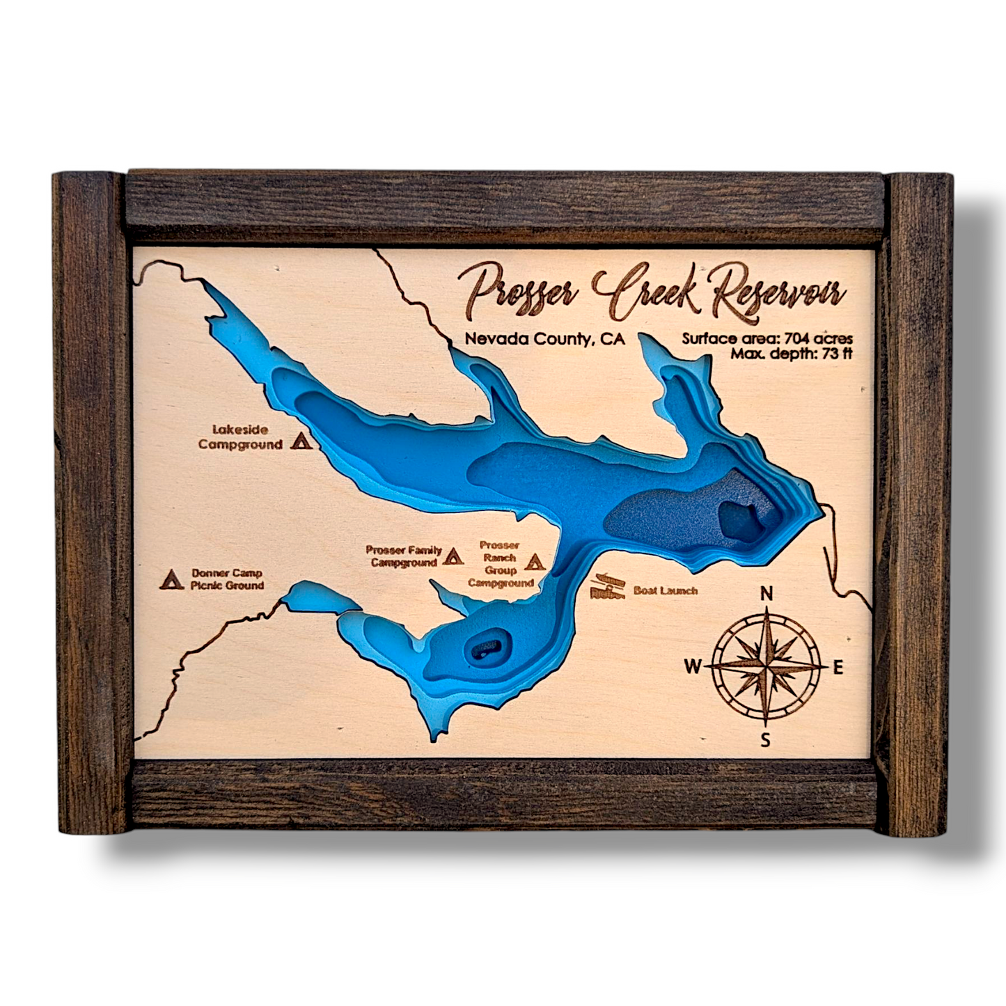 Prosser Creek Reservoir Art | Prosser Creek Reservoir Bathymetry Map | Various Sizes
