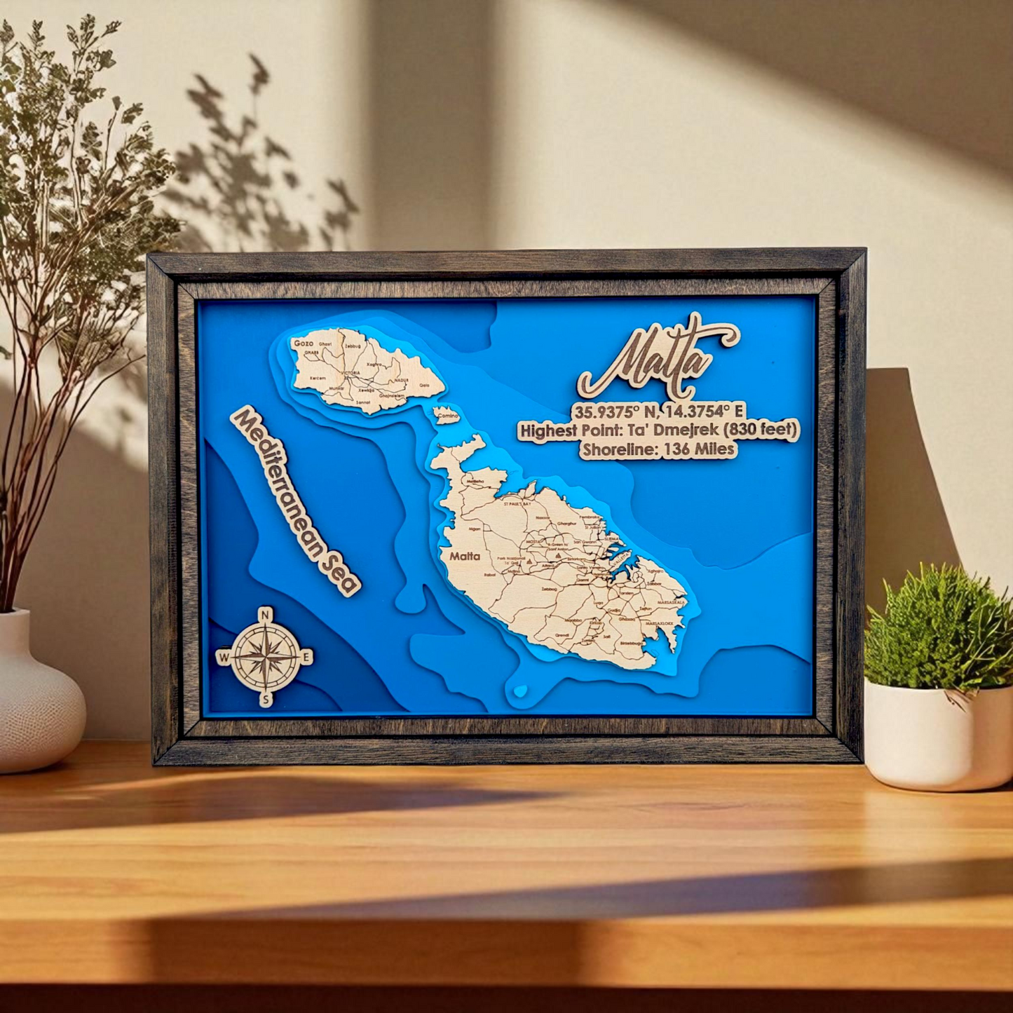 Malta Art | Malta Bathymetry Map | Various Sizes