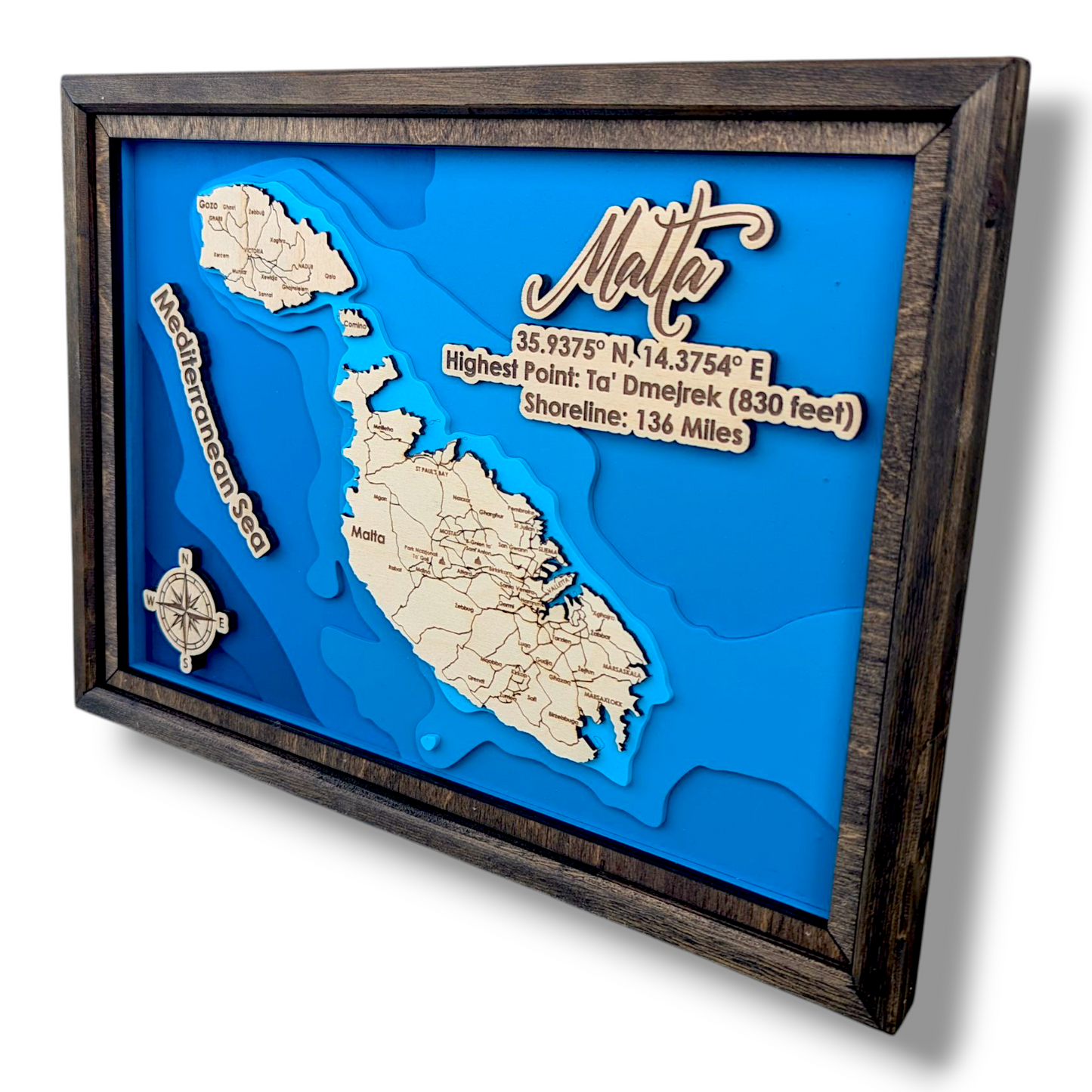 Malta Art | Malta Bathymetry Map | Various Sizes