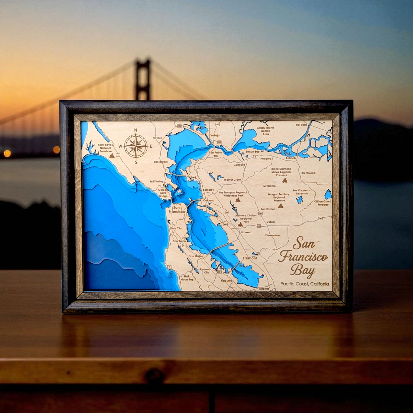 San Francisco Bay Art | San Francisco Bathymetry Map | Various Sizes