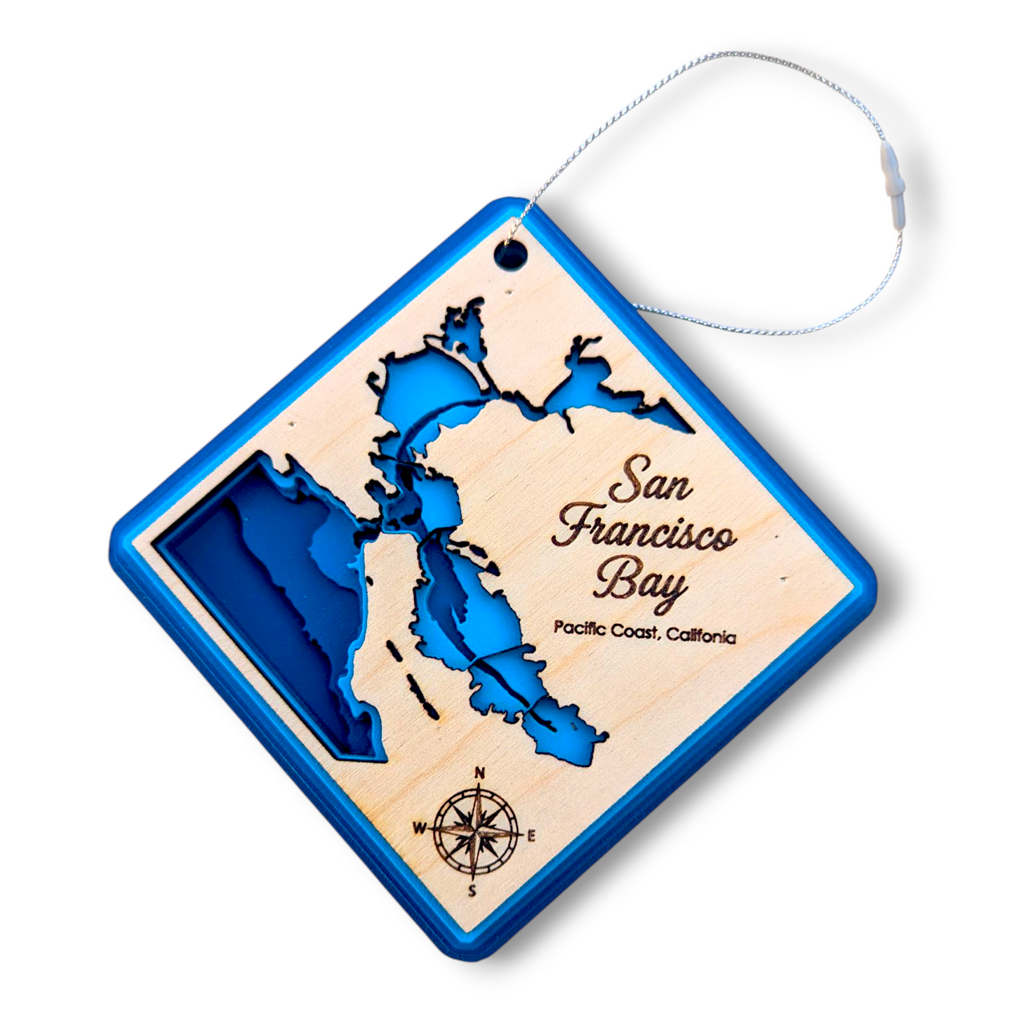 San Francisco Bathymetric Ornament | Diamond | 4" by 4"