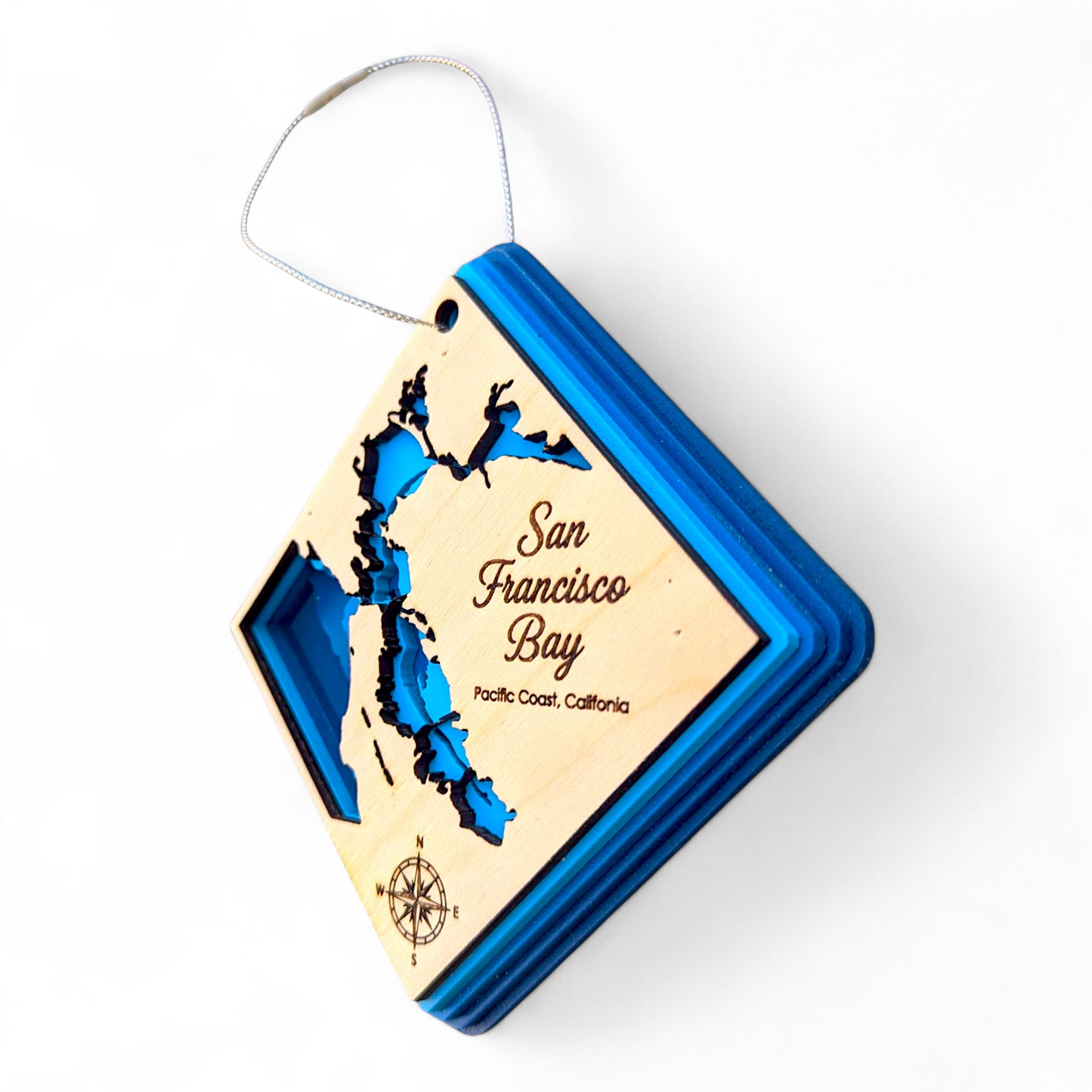 San Francisco Bathymetric Ornament | Diamond | 4" by 4"
