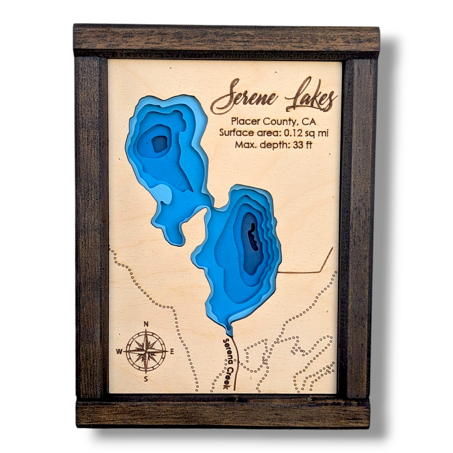 Serene Lake Art | Serene Lake Bathymetry Map | Various Sizes