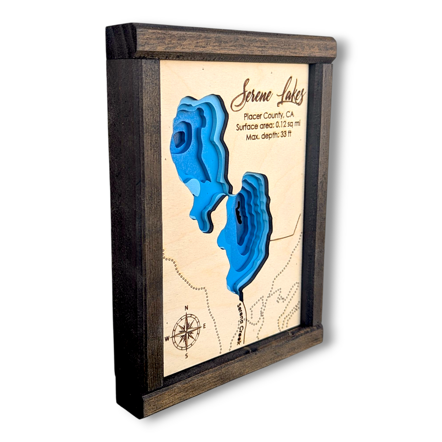 Serene Lake Art | Serene Lake Bathymetry Map | Various Sizes