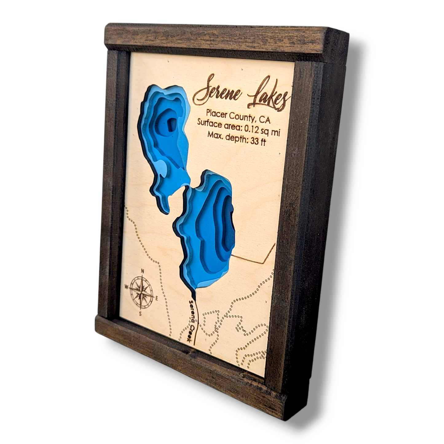 Serene Lake Art | Serene Lake Bathymetry Map | Various Sizes