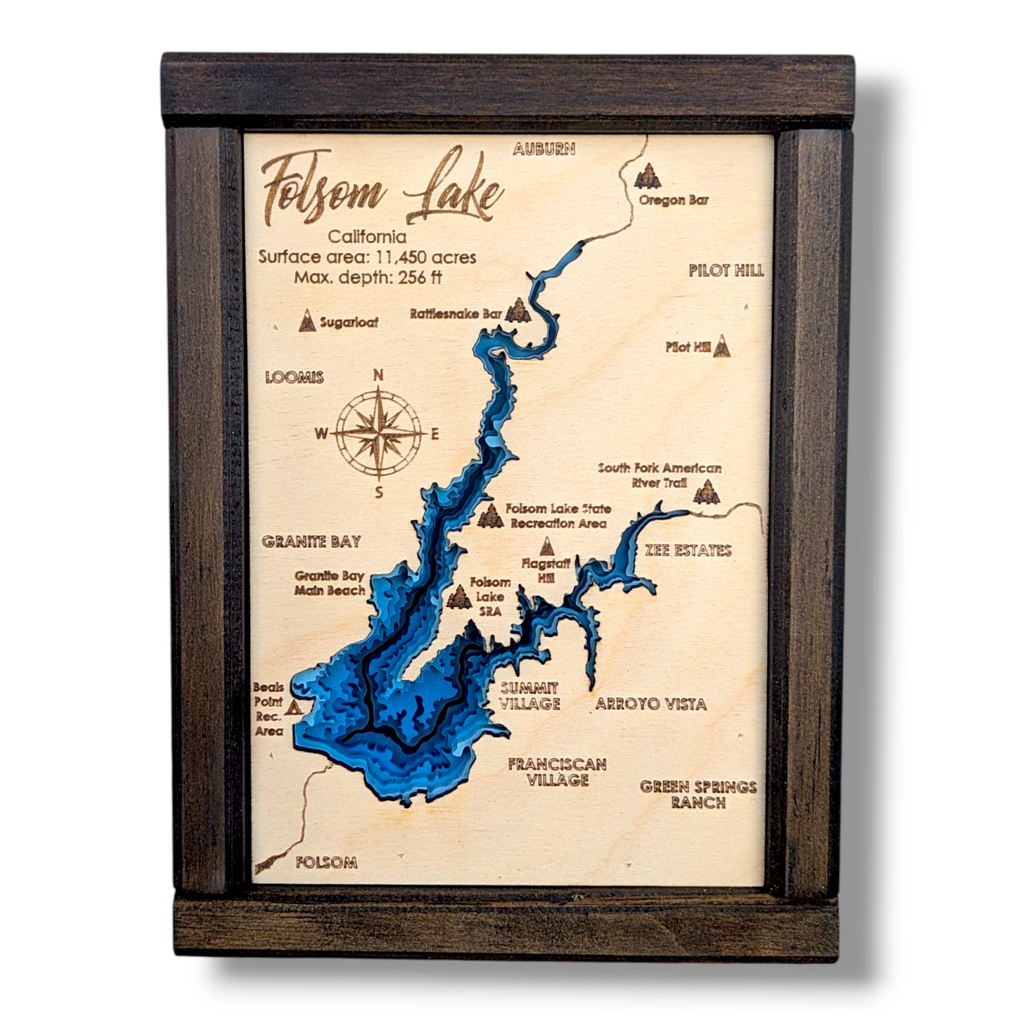 Folsom Lake Art | Folsom Lake Bathymetry Map | Various Sizes