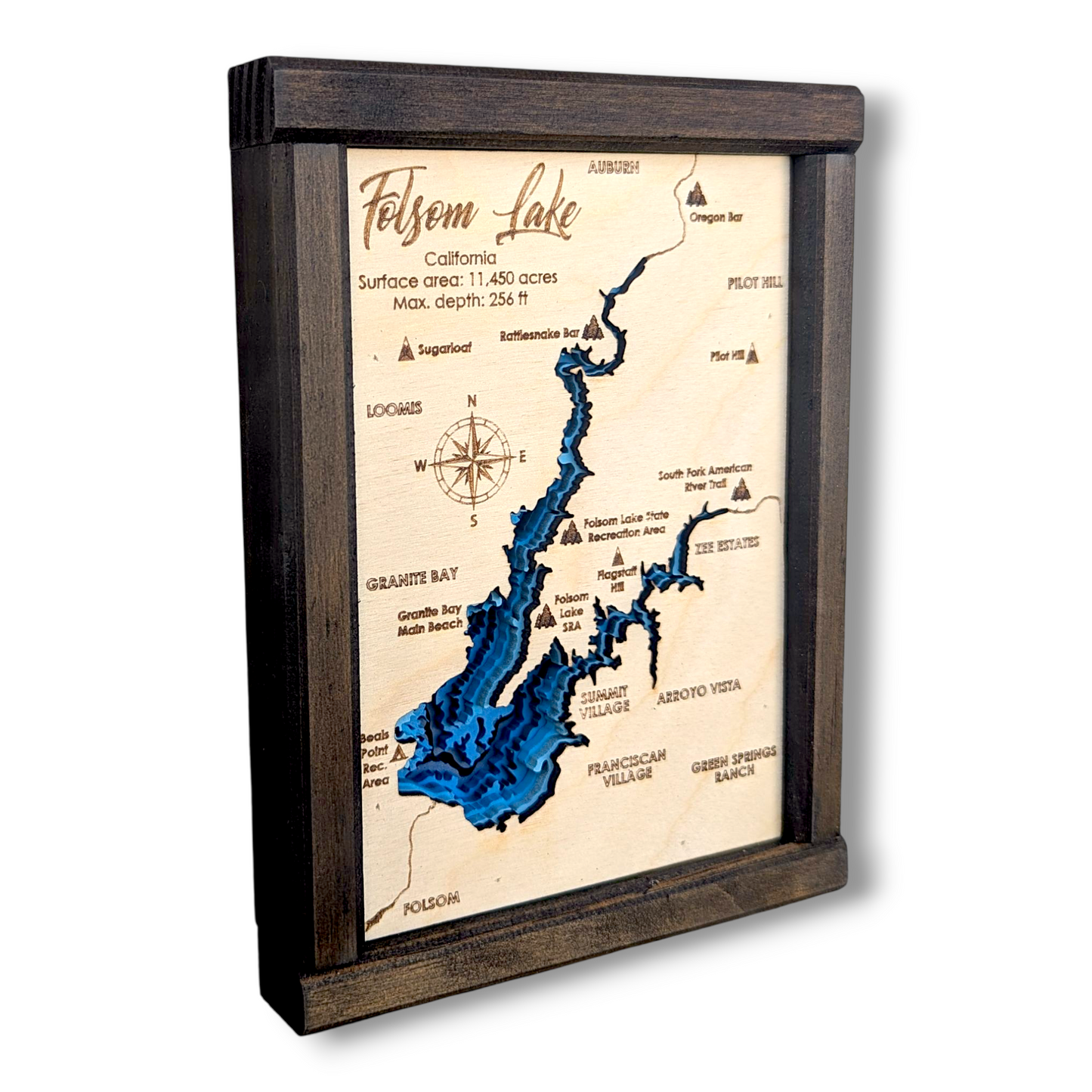 Folsom Lake Art | Folsom Lake Bathymetry Map | Various Sizes