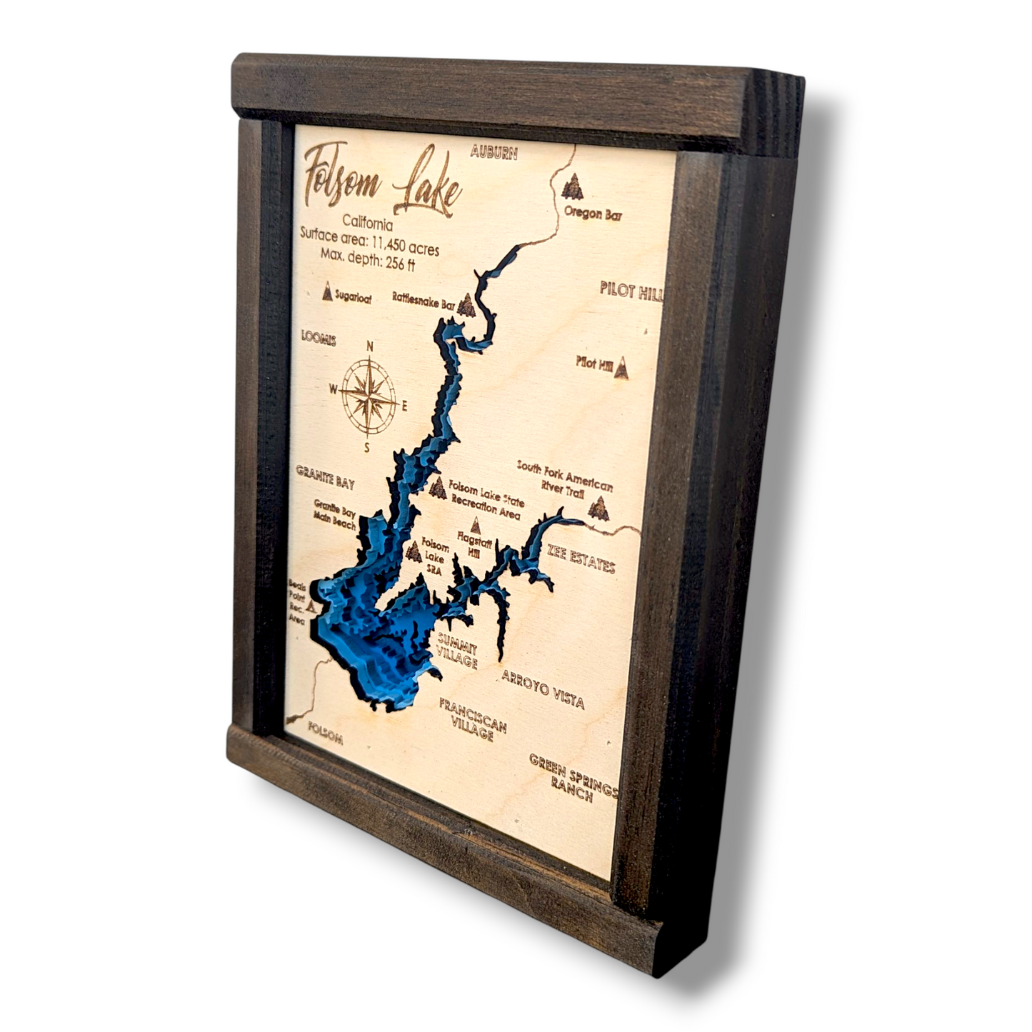 Folsom Lake Art | Folsom Lake Bathymetry Map | Various Sizes