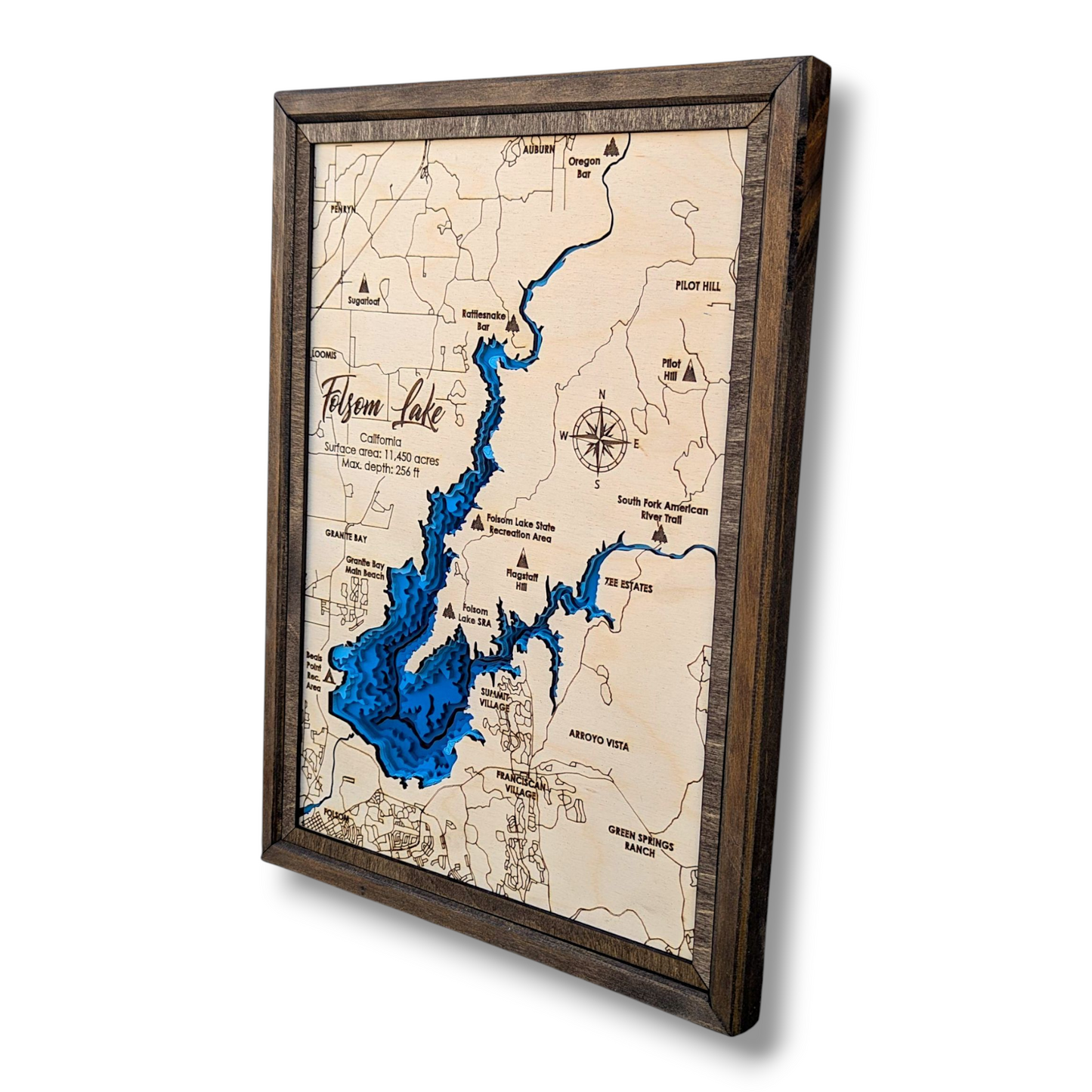 Folsom Lake Art | Folsom Lake Bathymetry Map | Various Sizes