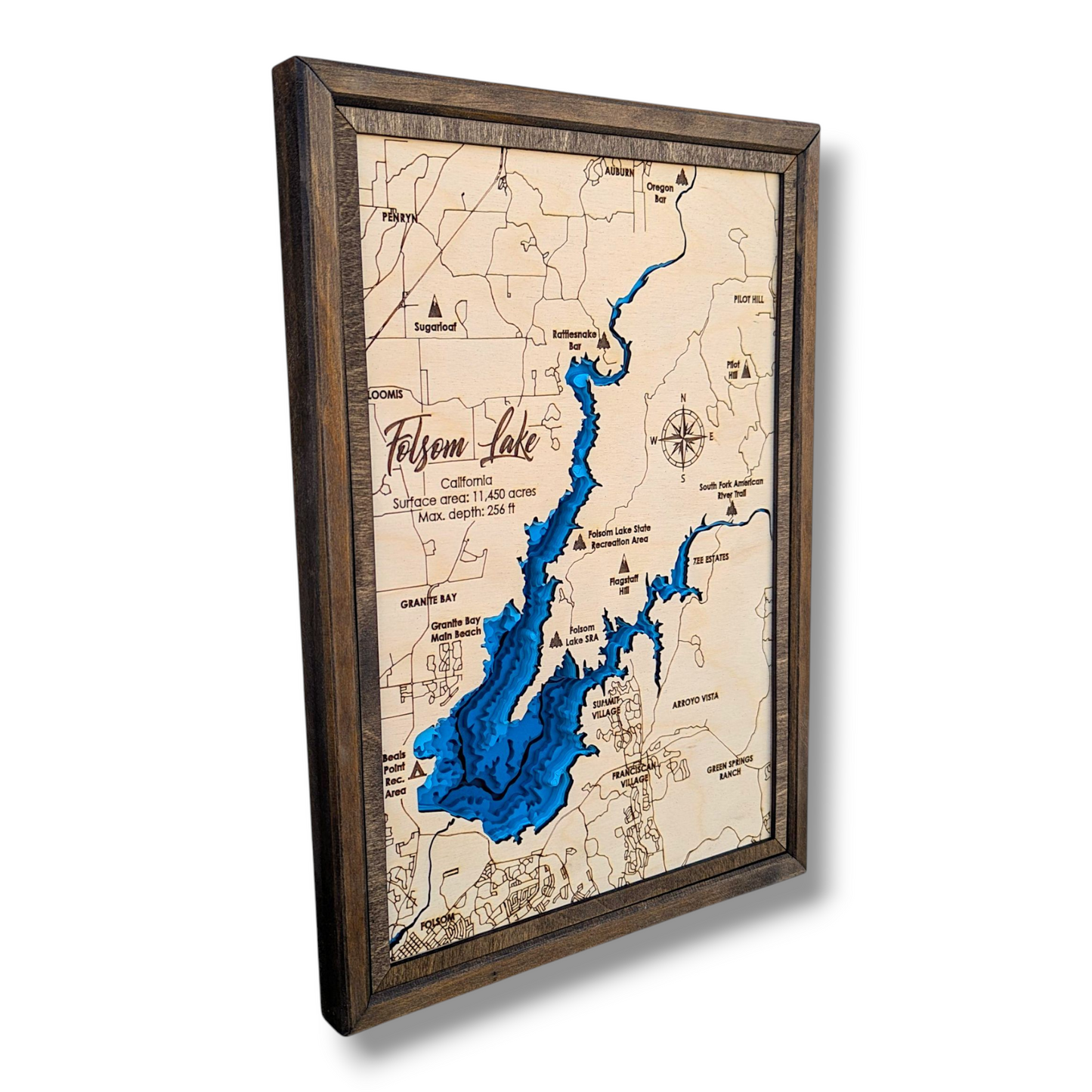 Folsom Lake Art | Folsom Lake Bathymetry Map | Various Sizes