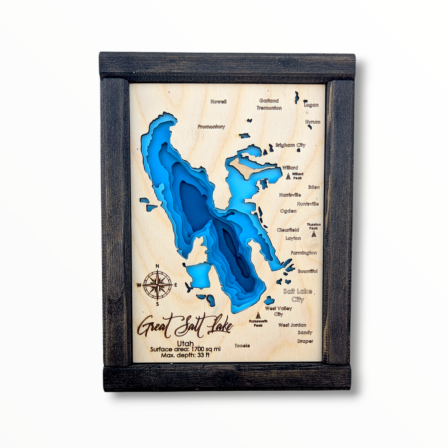 Great Salt Lake Art | Great Salt Lake Bathymetry Map | Various Sizes