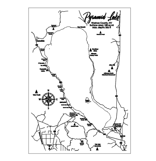 Custom Lake Bathymetry Map | Various Sizes