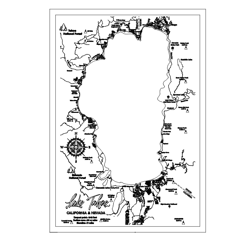 Custom Lake Bathymetry Map | Various Sizes