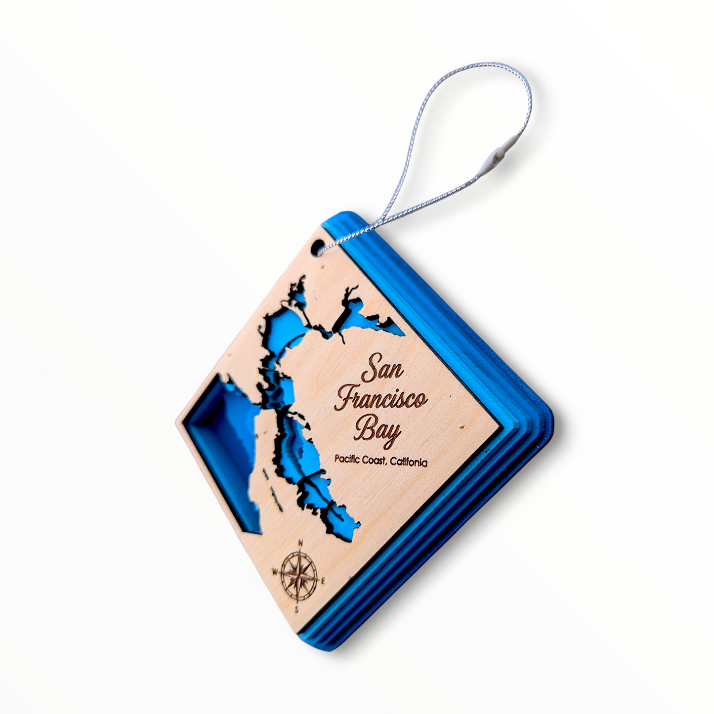 San Francisco Bathymetric Ornament | Diamond | 4" by 4"