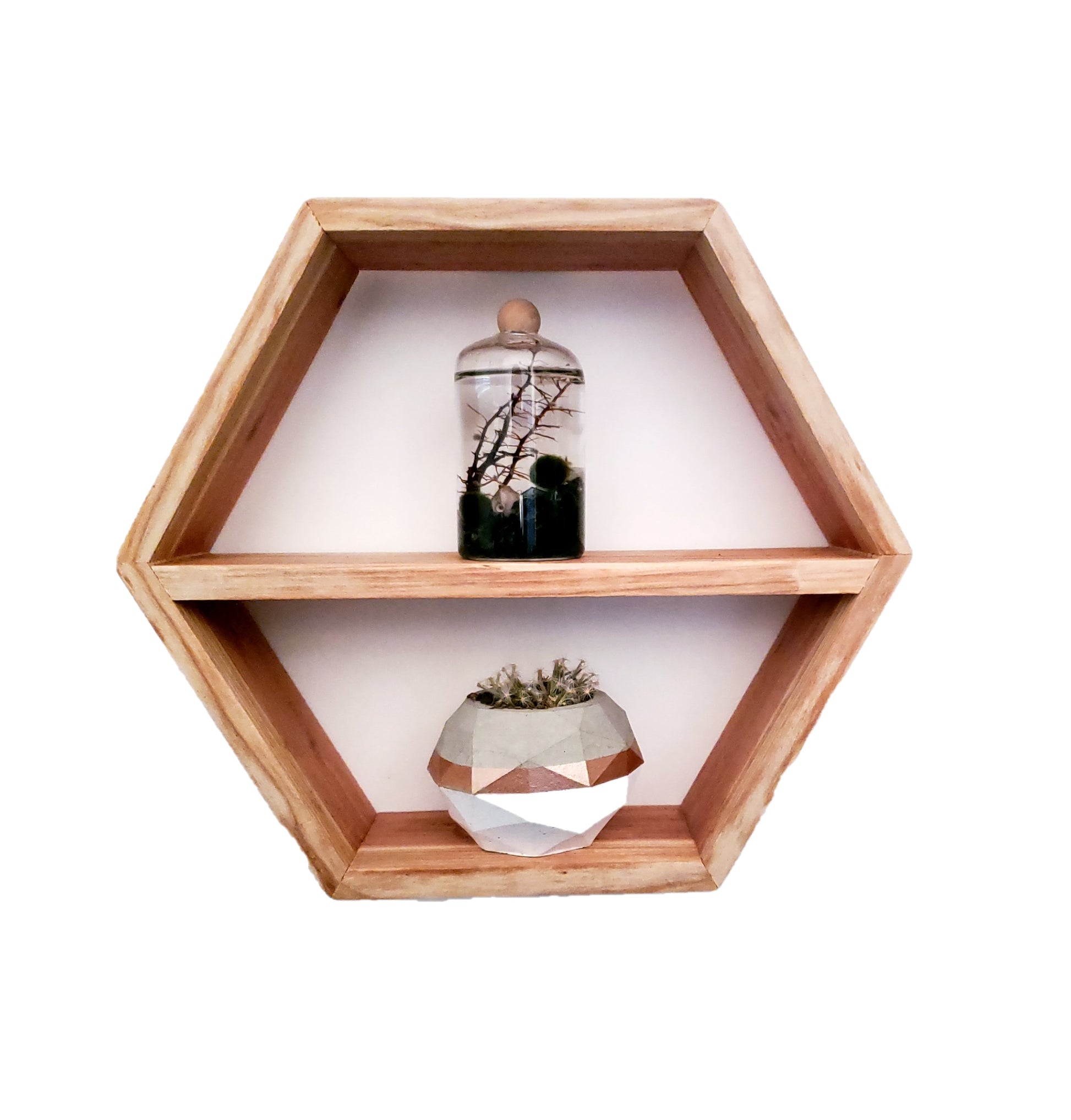Honeycomb (Hexagon) Shelves, 6 Inches, Handmade from Redwood