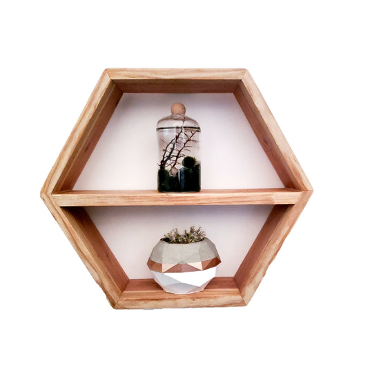 Honeycomb (Hexagon) Shelves | 6 Inches | Handmade from Redwood | LARGE