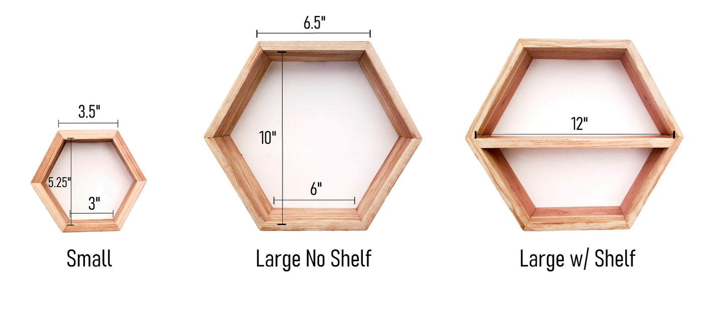 Honeycomb (Hexagon) Shelves | 6 Inches | Handmade from Redwood | LARGE