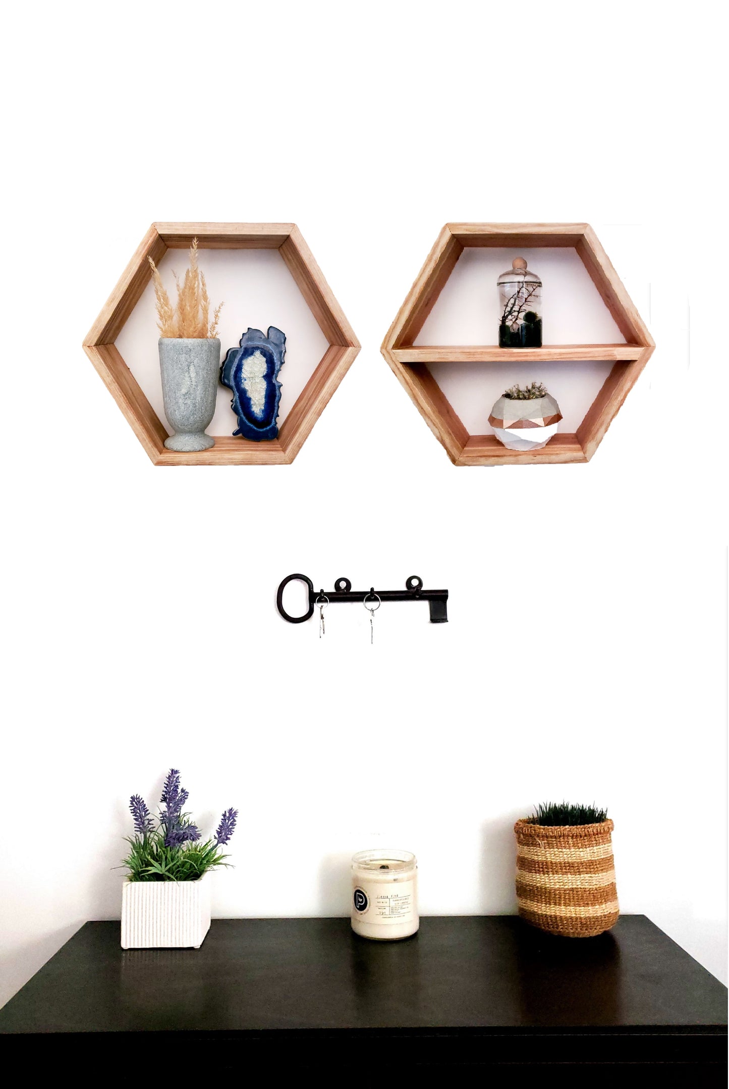 Honeycomb (Hexagon) Shelves | 6 Inches | Handmade from Redwood | LARGE