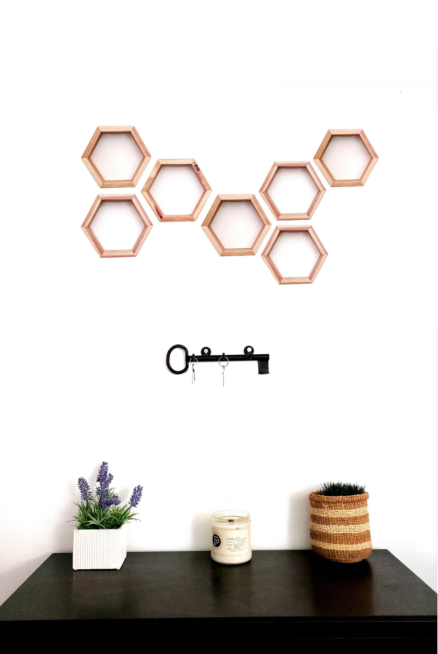 Honeycomb (Hexagon) Shelves | 3 Inches | Handmade from Redwood | SMALL